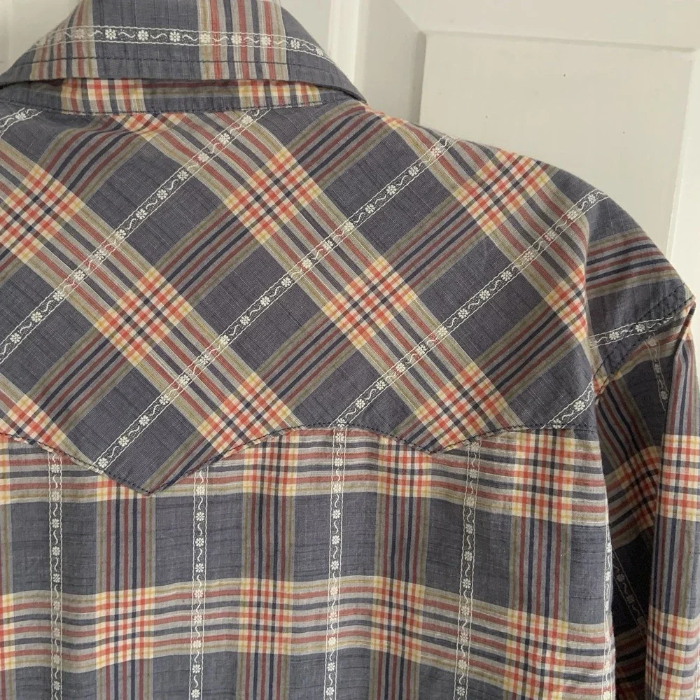 True Religion Plaid Western Pearl Snap Long Sleeve Shirt Men XXXL 3XL Cotton